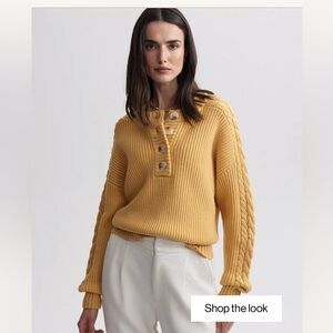 Varley Vera Button Neck Cable Knit Sweater